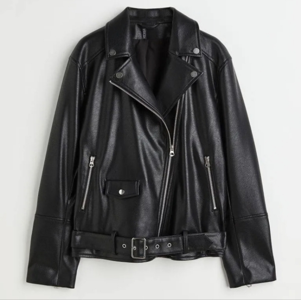 Oversized Faux Fur leather Aviator Style Jacket